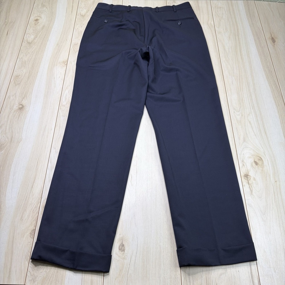 THE ANDOVER SHOP Navy Blue Twill Wool Dress Pants Mens 34x32 Straight Fit - Picture 14 of 15
